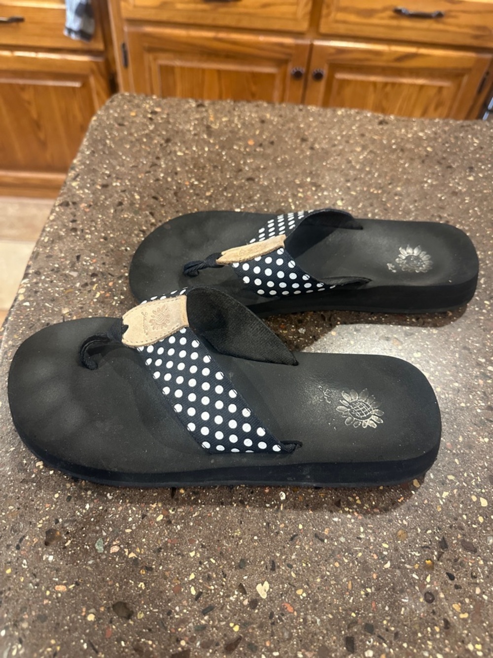 Yellow Box Black Polka Dot Flip-Flop Sandals - Picture 2 of 5